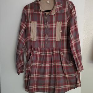 Flannel button tunic